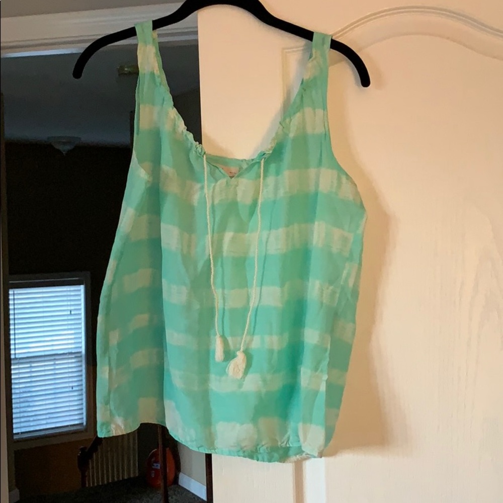 Loft Mint and Cream Tye Dyed Tank